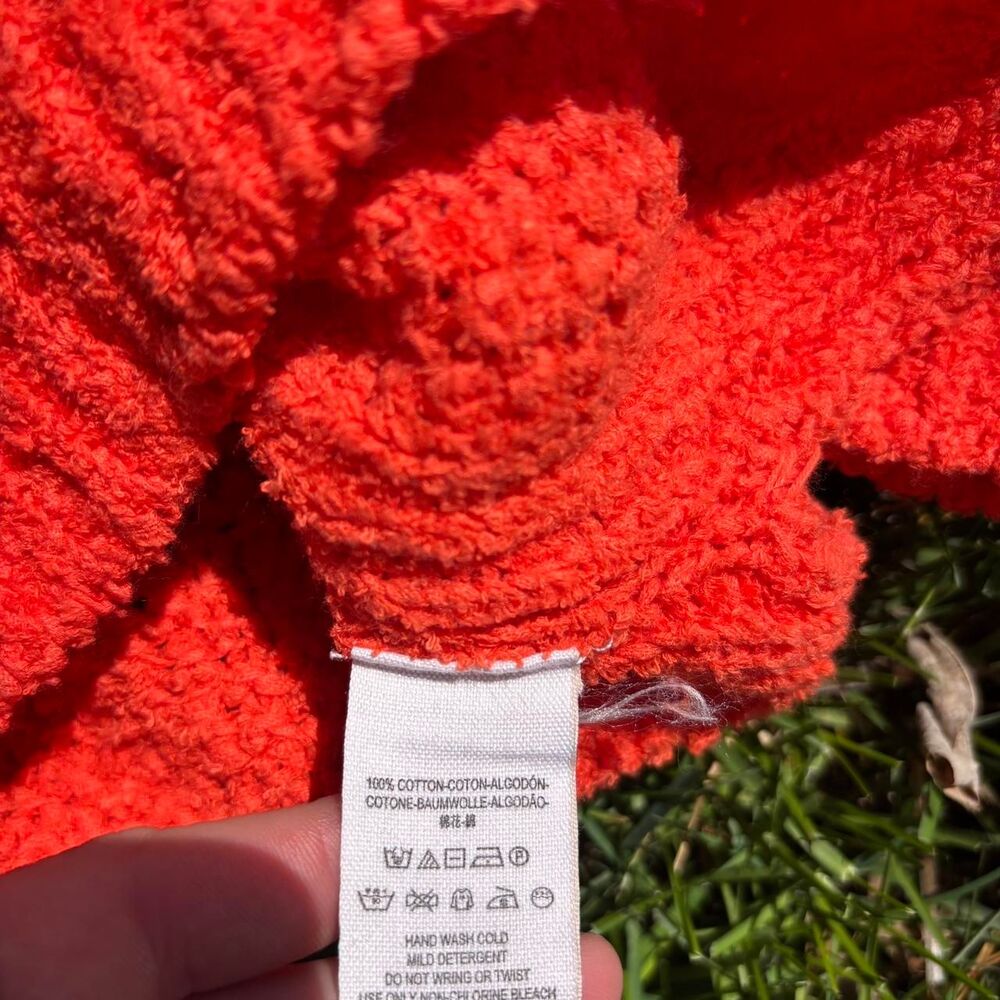 Free People Orange Oversized Cotton Knit Sweater Size Large - Picture 5 of 8